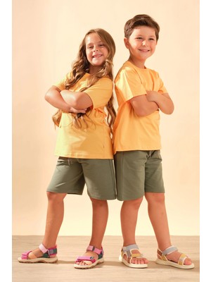 Baykar Unisex Çocuk %100 Pamuk Kısa Kollu Basic Tişört 2055 Turuncu