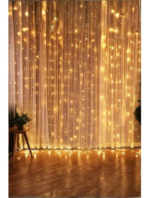 Vavis Zauss Kumandalı 8 Ayrı Moda Sahip 3MX3M (300 cm x 300 Cm) Perde LED 10 Saçaklı Gün Işığı