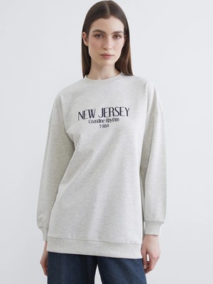 Lc Waikiki Yeni Sezon New Jersey Baskılı Kadın Sweatshirt Tunik