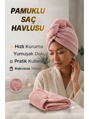 Düğme Lastikli Havlu Bone , Saç Bone ,pamuklu Saç Bone , Bukle Baş Havlusu ,saç Kurutma Bonesi