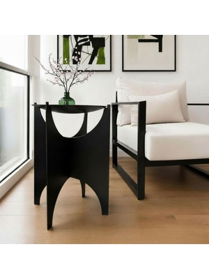 Noldecoration Siyah Elektrostatik Boyalı Dövülmüş Metal ve Laser Kesim Ayaklardan Oluşan Demonte 38X38X51.5 cm Dekoratif Yan Sehpa