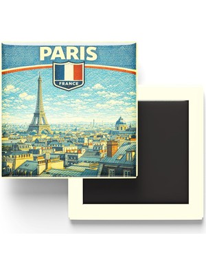 Vavis Fransa Paris Şehri Temalı Vintage Buzdolap Magneti – 9x9 cm