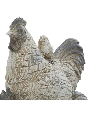 Vavis Deco 79 Çiftlik Evi Polystone Horoz Heykel, 8" x 5" x 12", Beyaz