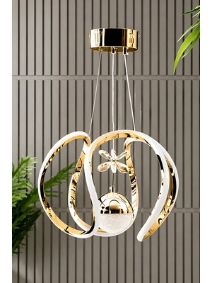 Nord Light Gold LED Avize Kristal Detaylı Tek Toplu Modern Dekoratif Avize NL-1003