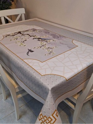 Başak Ev Tekstili Siyah Gül Desenli Dora Pano Kaymaz Özel Tabanlı Pvc Muşamba - Desenli Silinebilir 100 x 140 Hazır Masa Örtüsü