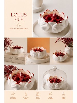 Renkli Lotus Tabakta Dekoratif Mum