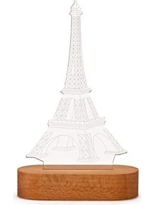 Vavis Paris Eyfel Kulesi 3 Boyutlu LED Masa Lambası - USB Bağlantılı Sarı Işık