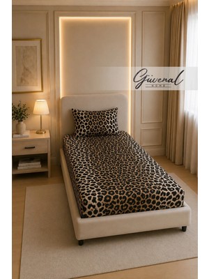 Güvenal Carmen %100 Pamuk Tek Kişilik Desenli Yastık Kılıflı Lastikli Çarşaf Seti | Yastık Kılıfı | Lastikli Çarşaf | Uyku Seti | Çeyiz - 100 x 200 cm - Leopar
