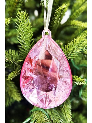 Beysüs Yılbaşı Çam Ağacı Süsü Kristal Damla Kesim Pembe