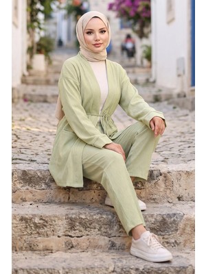 Hafsa Mina Cepli Bağlamalı Kimonolu Ikili Takım Mint HM2941