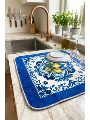 Dekomod Bulaşık Kurutma Matı Kurulama Bezi Örtüsü Tezgah Üstü Emici Bulaşıklık 40X50 cm Yıkanabilir