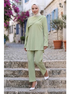 Hafsa Mina Pelerinli Ikili Takım Mint Yeşili HM2936