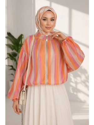 Harma Time Butik Kadın Fermuarlı Modal Kumaş Ahenk Ceket