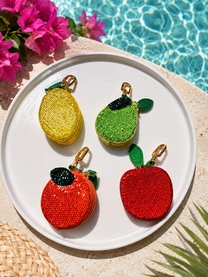 Haki Store Taşlı Limon Figürlü Fermuarlı Mini Cüzdan Çanta Charmı ve Anahtarlık
