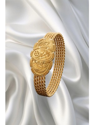 LEVA GOLD 22 Ayar Beşli Hasır Mühür Bilezik 25 gr