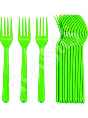 BeySüS Parti Çatalı Lüks Plastik Yeşil 24 Adet