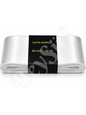 BeySüS Saten Kurdele 60 mm Beyaz