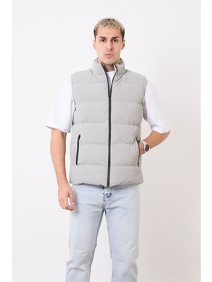 Blayn Jeans Erkek Krem Şişme Yelek – Hafif, Dik Yaka, Günlük Kullanım