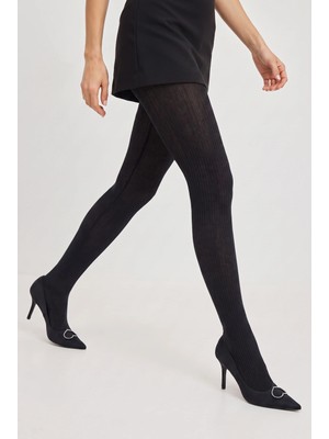 Bony Socks Kadın Şardonlu Külotlu Çorap Siyah