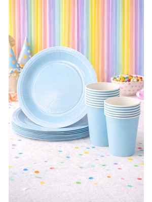 Beysüs Makaron Mavi 8li Tabak Bardak Set
