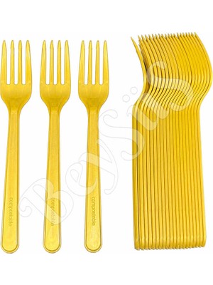 BeySüS Parti Çatalı Lüks Plastik Gold 24 Adet