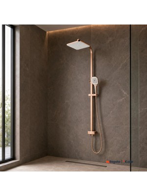 Kale Rain Kare Push Button Rose Gold Duş Barı