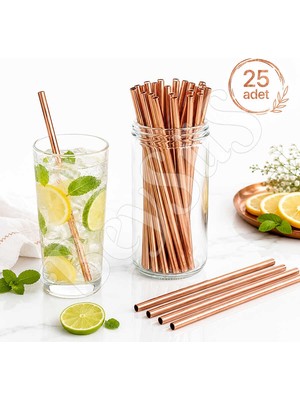 BeySüS Parti Kağıt Pipeti 25LI Rose Gold