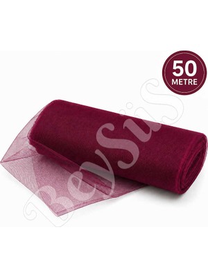 BeySüS Süsleme Tülü Bordo Kristal Tül 50 M