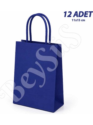 BeySüS 11x15 cm Hediyelik Kağıt Çanta Lacivert 12 Adet