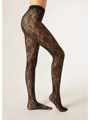 Calzedonia Çiçek Desenli Dantel Külotlu Çorap