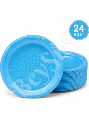 BeySüS Parti Plastik Tabak 24LÜ Mavi