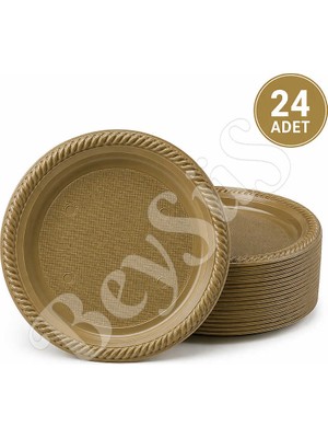 BeySüS Parti Plastik Tabak 24LÜ Gold