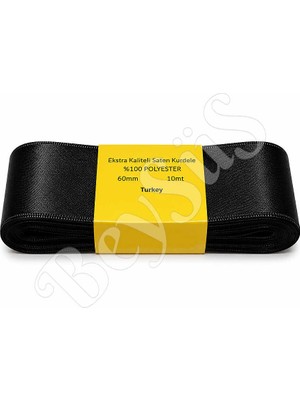 BeySüS Saten Kurdele 60 mm Siyah
