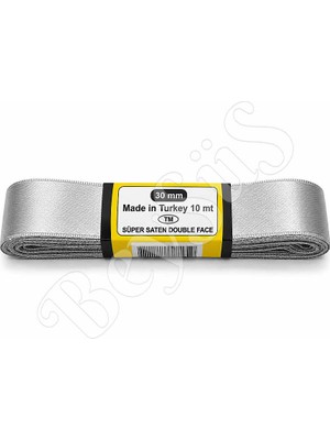 BeySüS Saten Kurdele 30 mm Gümüş