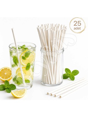 BeySüS Parti Kağıt Pipeti 25LI Beyaz
