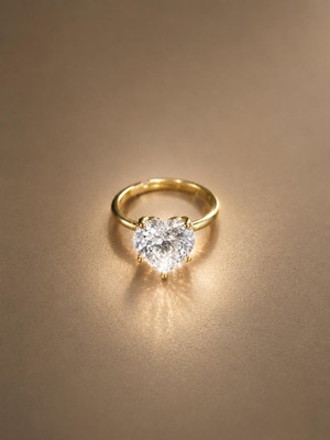 Sirius Jewelry 925 Gümüş | Alttan Ayarlanabilir Kalpli Tektaş Yüzük