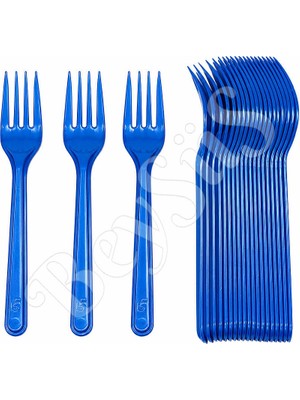 BeySüS Parti Çatalı Lüks Plastik Lacivert 24 Adet