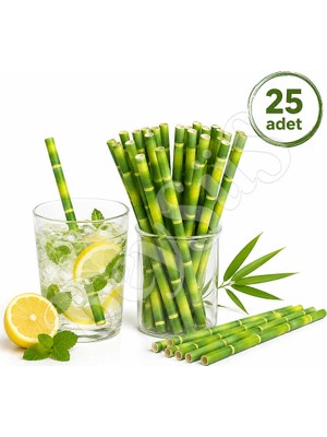 BeySüS Parti Kağıt Pipeti 25LI Bambu