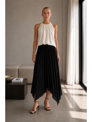 Alexander Gardi Dökümlü Asimetrik Midi Etek