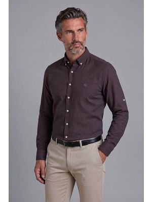 Bisse Bordo Regular Fit Cepsiz Uzun Paşa Yaka Gömlek GMKTN261086_C25