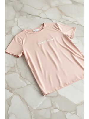 Pijama Evi Pudra Sweet Soul Ekose Desenli Kısa Kollu Kadın Pijama Takımı