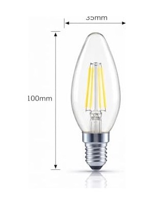 LED Mum Ampul 4W E14 2700K Dimmer Uyumlu 4'lü Paket 470 Lümen Sarı Işık Şeffaf Filament Ampul 40W Eşdeğer