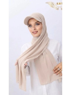 ALDAIYR Şapkalı Boneli Hazır Şal Hijab Sandy