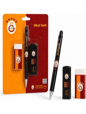 Galatasaray Lisanslı Versatil Kalem Seti - 0.7 mm Kalem Ucu ve Silgili 3'lü Okul Seti