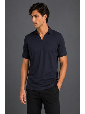 Bisse Lacivert Jakarli Kaleci̇ Yaka T-Shirt  TS26Y26104_D39