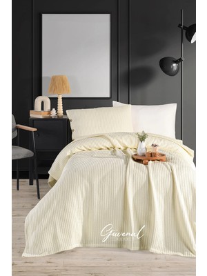 Güvenal Siena | %100 Pamuk Tek Kişilik 160X230 cm Düğme Detaylı Yastık Kılıf'lı Örgü Pike Takımı