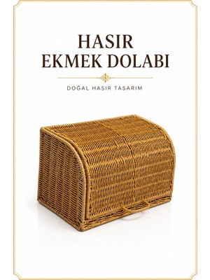 Rosie Ekmek Dolabı Kapaklı, Hasır Detaylı 35 cm