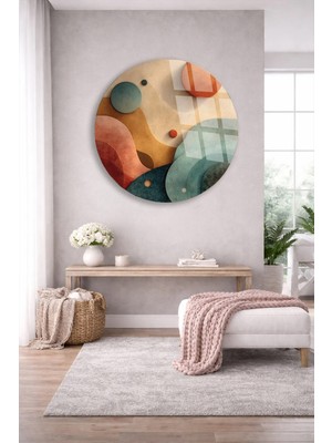Taulart Bohem Tarzı Modern Soft Renkler Ile Yuvarlak Cam Tablo