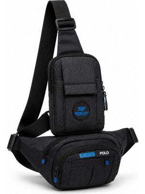 Sannora Bags Unısex Keten Telefon Bölmeli ve 5 Fermuarlı Bel ve Çapraz Omuz Çanta Göğüs Seyahet Günlük Bodybag