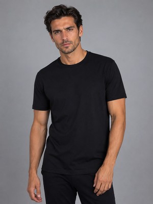 Bisse Siyah Bisiklet Yaka T-Shirt TS26Y26100_D99